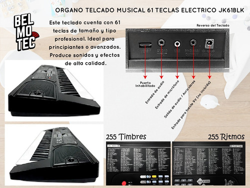 Teclado Musical Organo Piano Teclas Timbres 5 Octavas Atril