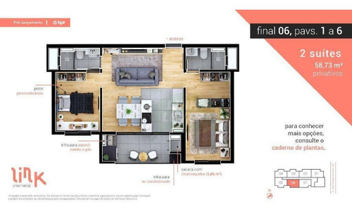 Imagem 3 de 11 de Apartamento Com 2 Dormitórios À Venda, 55 M² Por R$ 303.900,00 - Boa Vista - Curitiba/pr - Ap0905