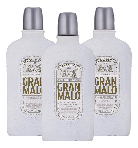 Pack De 3 Licor De Tequila Gran Malo Horchata 750ml