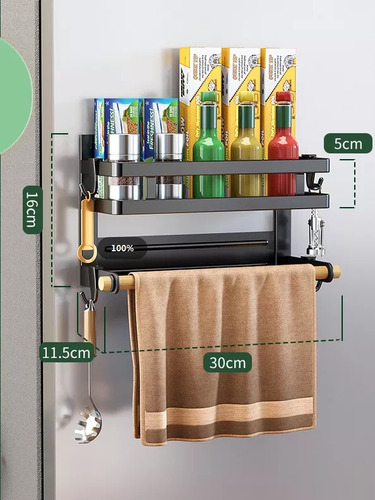 Organizador Magnético Simple Heladera Lavarropa Porta Rollo Negro