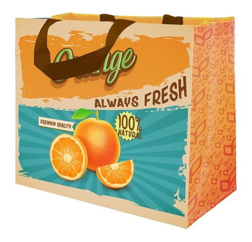 Sacola Retornável De Ráfia (ecobag) 100pc Vintage Frutas