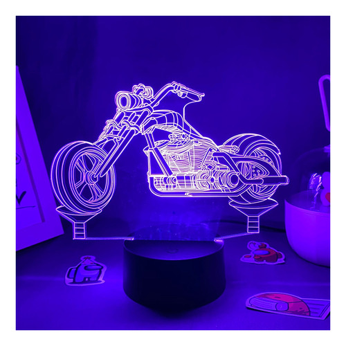 Luz Nocturna Led Con Forma De Motocicleta Con Ilusión 3d, Re