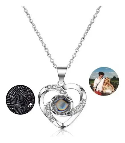 VIKILEE Corazón Estrella Lunar Collar Con Foto Plata De Ley 925 Chicas