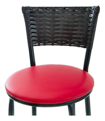 Banqueta Alta De Junco Com 70cm Ate Assento Para Balcao Acabamento Da Estrutura Tabaco Cor Vermelho
