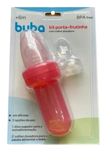 Kit Porta Frutinha E Colher Dosadora Buba Rosa - 30ml