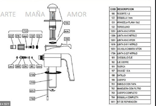 Imagen 5 de 5 de Obturador Completo H-1.5 Lts Giber Envios Respuestos Giber