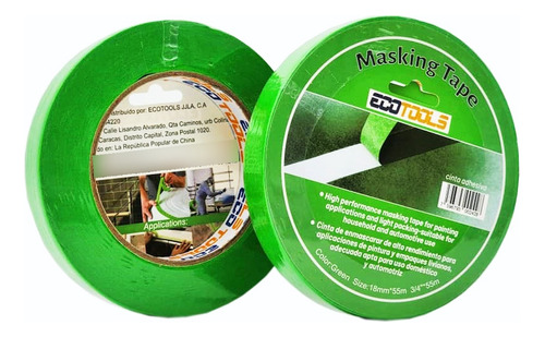 Tirro Cinta Verde Automotriz Ecotools 3/4 X55 Mts