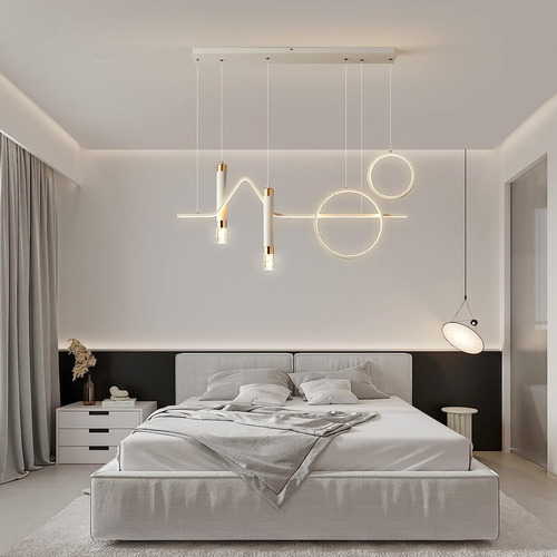 Lámpara Colgante Moderna De Onda Lineal Led 45W Regulable Blanco