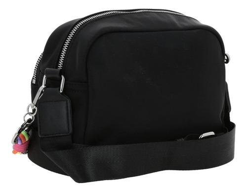 Bolso Crossbody Barbie Gorett Mediano Color Negro Gia Dama Acabado De Los Herrajes Níquel Diseño De La Tela Liso