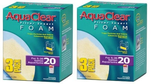 Aquaclear Espuma Inserciones, 3-pack (paquete De 6, De 20 Ga
