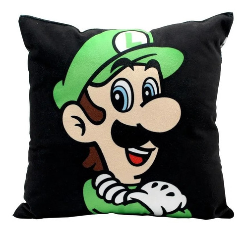 Zonacriativa Almofada 25x25 Super Mario Mario - 10064000 Cor Preto Desenho do tecido Luigi