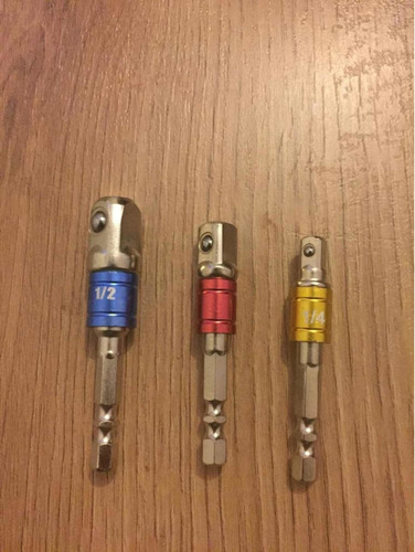 Set Adaptadores Hexagonal Para Atornilladores 1/4 3/8 1/2