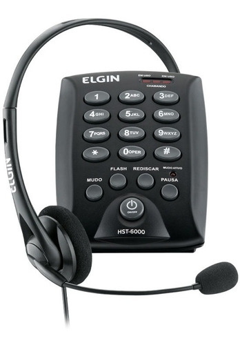 Telefone Elgin Headset Com Base Discadora Hst-6000 Preto