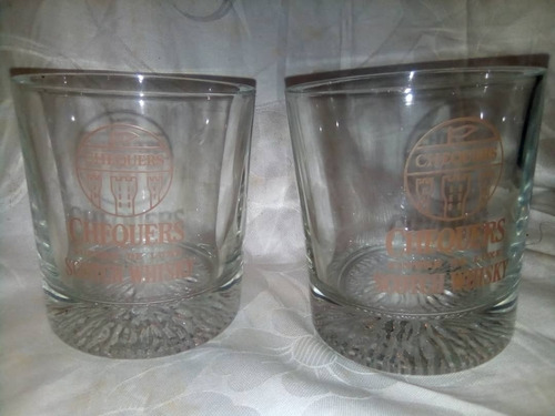 Antiguo Juego De Dos Vasos De Whisky Chequers En Perfecto Es