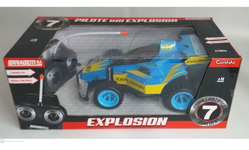 Imagem 2 de 5 de Carro Controle Remoto Garagem Explosion Azul Candide 3547