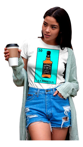 Playera Original Manga Corta Dama Alfa La Loteria La Botella