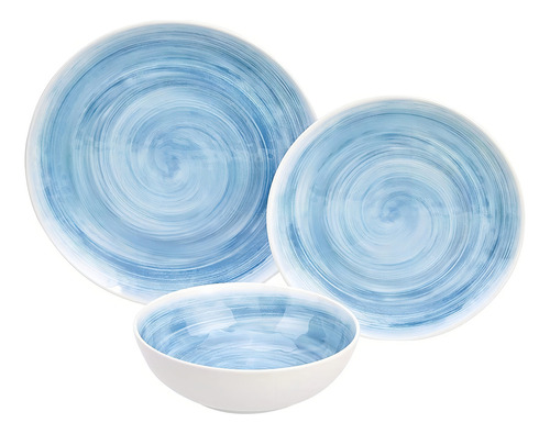 Amazon ® vajilla Melamina Para 4 Personas 12 Pzas Sin Bpa Ev Color Remolino Azul Remolino