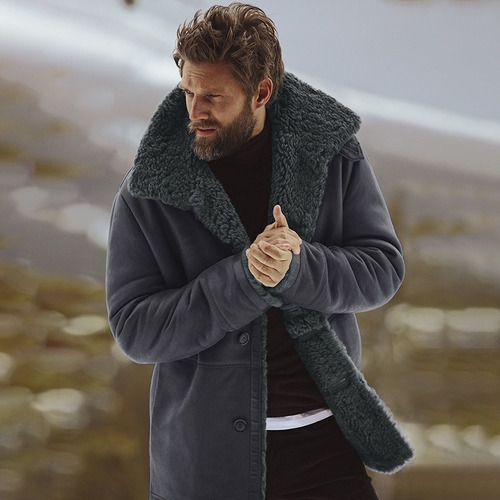 Chamarra De Piel Cálida De Invierno Para Hombre De Moda