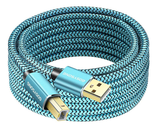 Cable Para Impresora Trenzado Usb-a A Usb-b 5 Metros