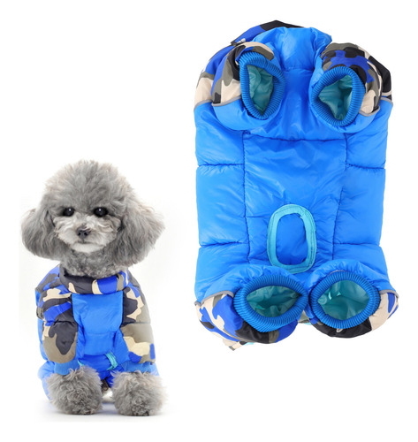 Casaco De Inverno Para Animais De Estimação Com Zíper Azul C
