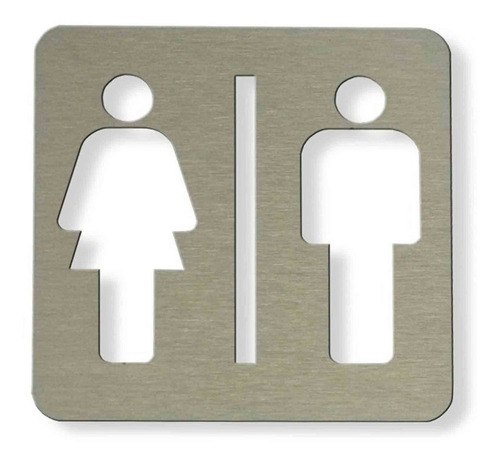 Imagen 3 de 10 de Señal Hombre Mujer 90x90mm Baño Cartel Acero Inoxidable