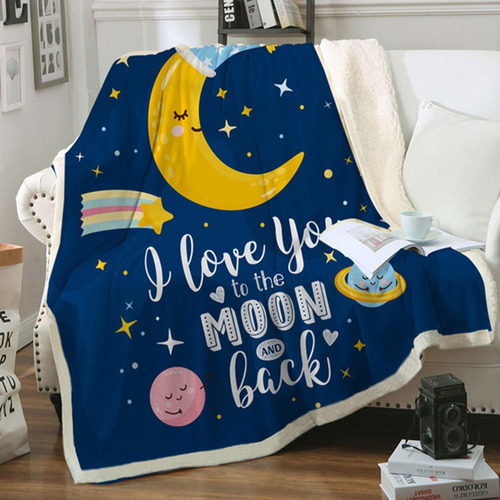 Manta Texto Inglés I Love You To The Moon And Back  Su...