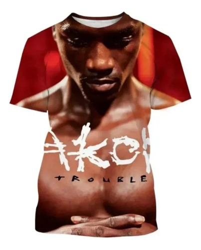 Camiseta De Cuello Redondo De Manga Corta Impresa En 3d Akon