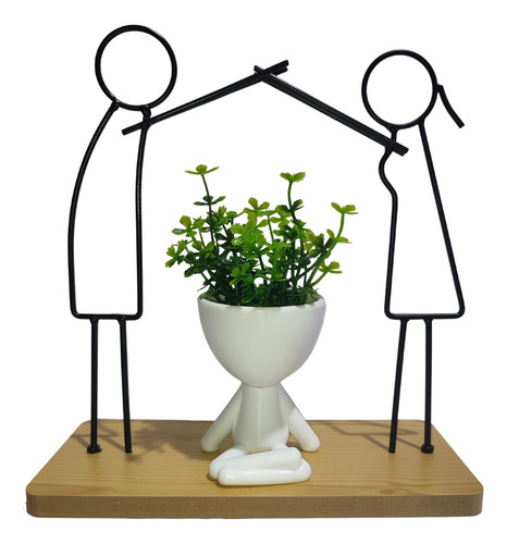 Kit Enfeite Bob Vaso Decoração Planta Artificial Prateleira