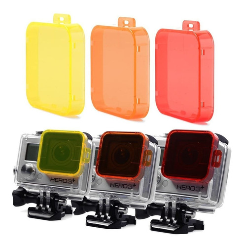 Kit 4 Filtros Lentes Buceo Para Gopro Hero 4 Hero 3+ Hero 3