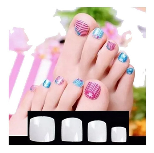 48 Uñas Postizas Para Pies Lisas Color Natural Liso