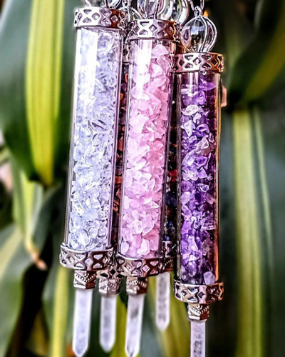 Péndulo Botella Cuarzo Cristal 13cm Radiestesia Talisman Color Amatista