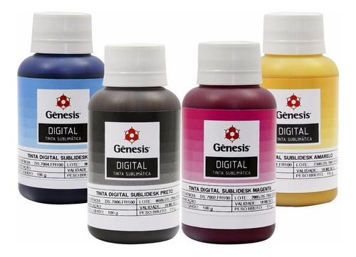 Kit 4 Tintas Sublimáticas Gênesis Para Epson 4x 100ml