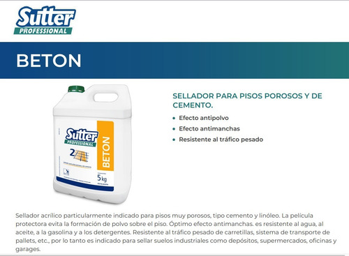 Sutter Professional Sellador Pisos Porosos 5 Kg.