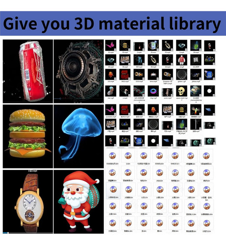 65cm Ventilador De Holograma 3d, 768 Contas Led Em 4 Lâminas