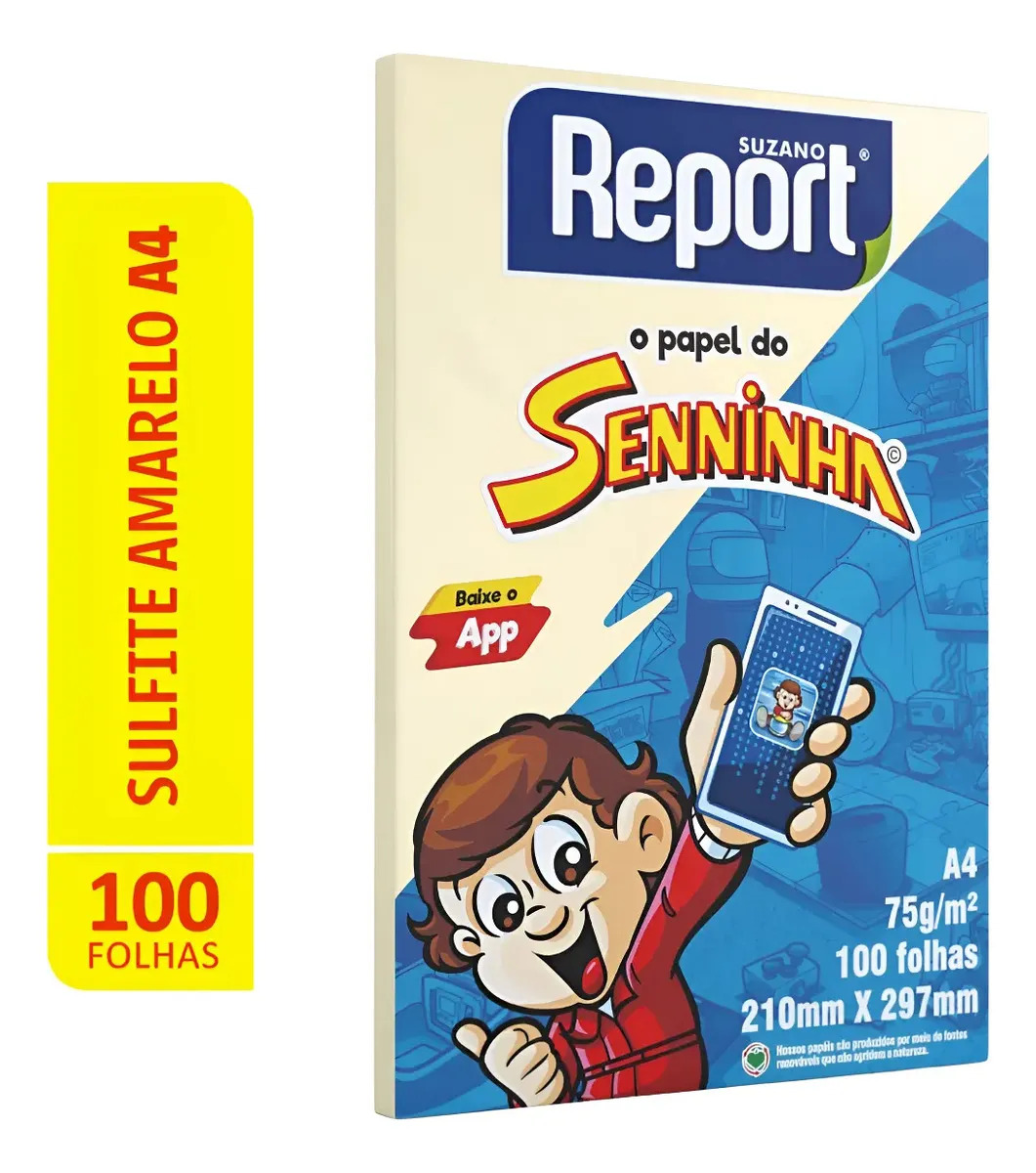 Papel Report Sulfite Senninha - A4 75g - Colorido - 100 Fls Rosa-claro