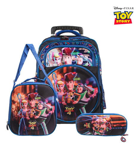 Kit Mochila Escolar Bolsa Toy Story Buzz Wood Disney Rodinha