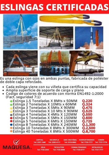 Eslingas Certificadas En Maquesa 