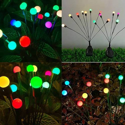 6 Luces Lampara Solar Jardin Luz De Luciérnaga Led 2 Piezas Estructura Warm Light,luces Para Jardin Solares,lamparas Solares Exterior Jardin