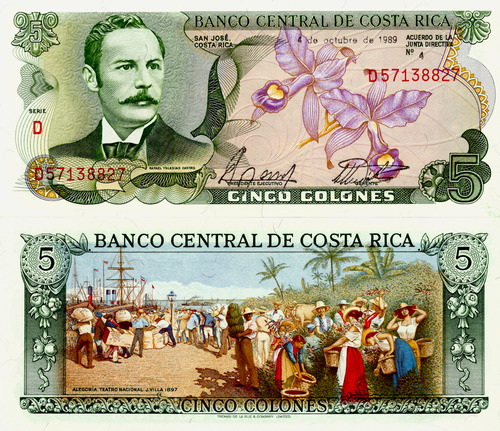 Costa Rica - 5 Colones - Año 1989