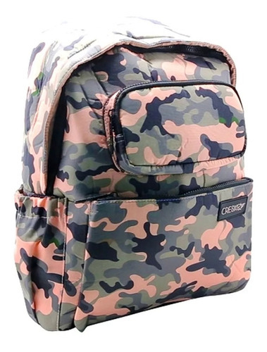 Mochila De Espalda 16'' Camuflada Cresko Ck320 Color Rosa