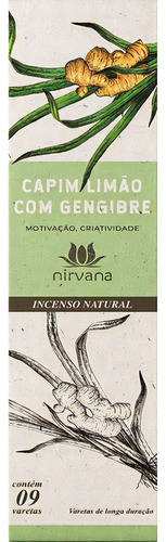 Incenso Natural Capim Limão Com Gengibre 100% Natural Fragrância Capim limão com gengibre