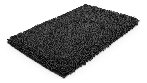 Alfombra Baño Ducha Negra Oscura Suave Peluda Afuera 81073