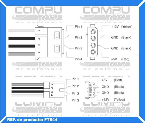 Imagen 4 de 6 de Adaptador Molex A Floppy 4 Pines Ref: Fte44 Computoys Sas