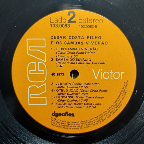 Imagem 6 de 6 de Vinil Lp Cesar Costa Filho E Os Sambas Viverão