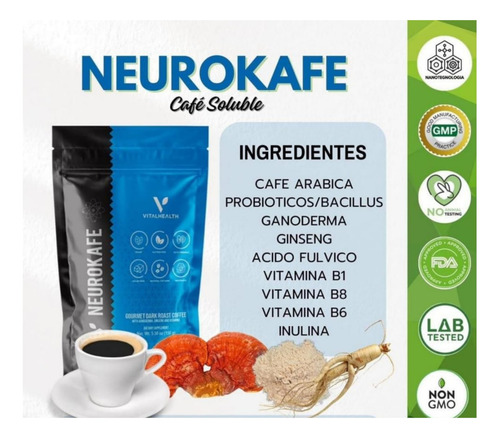 Neurokafe Café Gourmet Digestión Probioticos Vitaminas Vital Health Polvo 150g