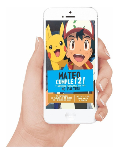 Tarjeta Cumple Pokemon Digital Personalizada Whatsap