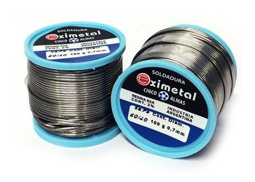 Imagen 2 de 4 de Estaño Eximetal 100gr 60/40 1 Mm Instrumetal