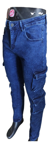 Pantalon Jeans Elasticado Diseño Moda De Hombre Con Bolsillo