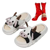 Comprar Pantuflas Vaca Mujer Cómodas Suaves Lino24+ Calcetas Navidad