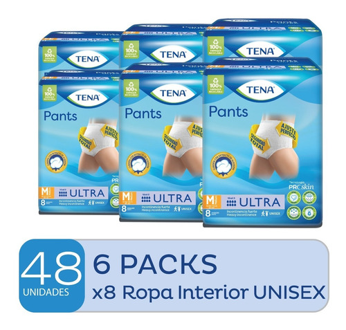 Ropa Interior Tena Pants Ultra Talle Medium X8 Un. X6 Paquet